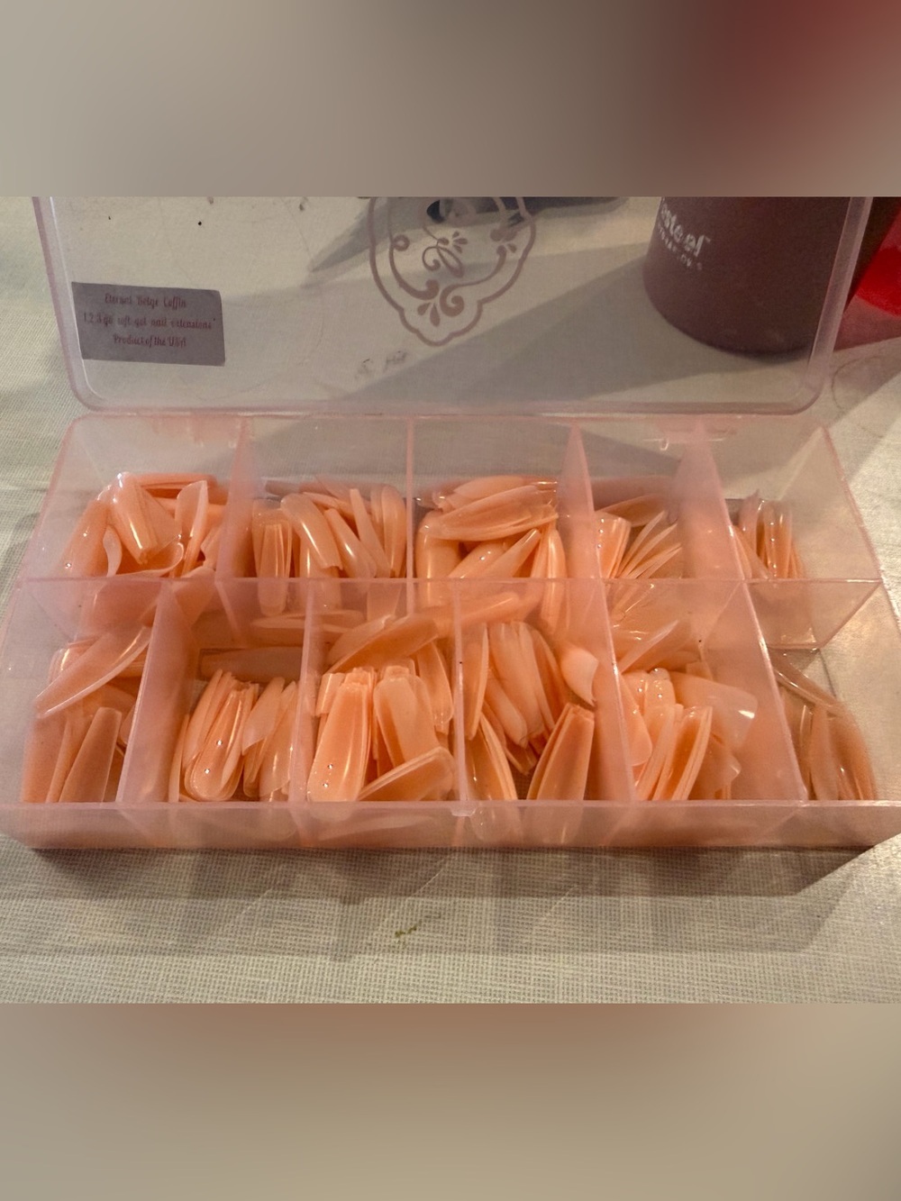 Soft Gel Peach Coral Stiletto Nail Tips - Full Box of Full Cover Nails